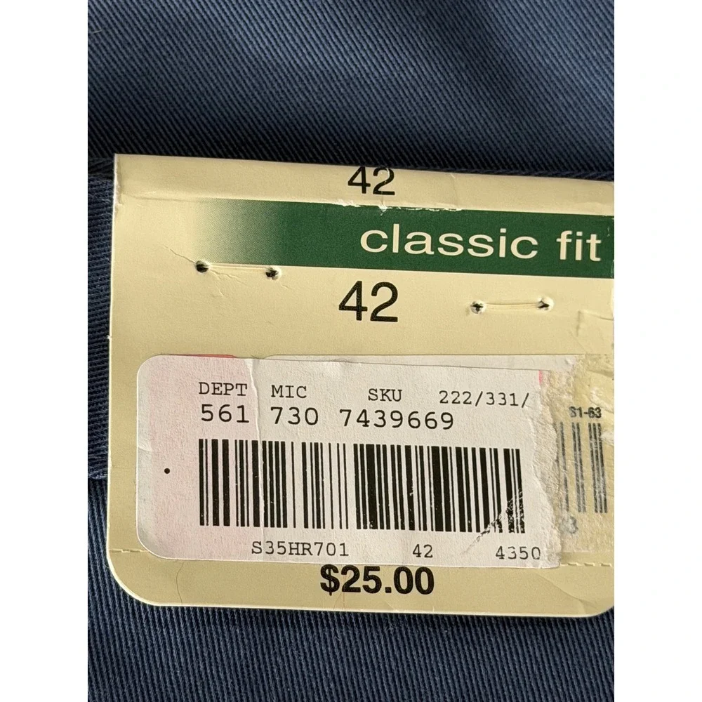 Roundtree & Yorke Mens Navy Blue Pleated Easy Care Twill Shorts 42 NWT S35HR701